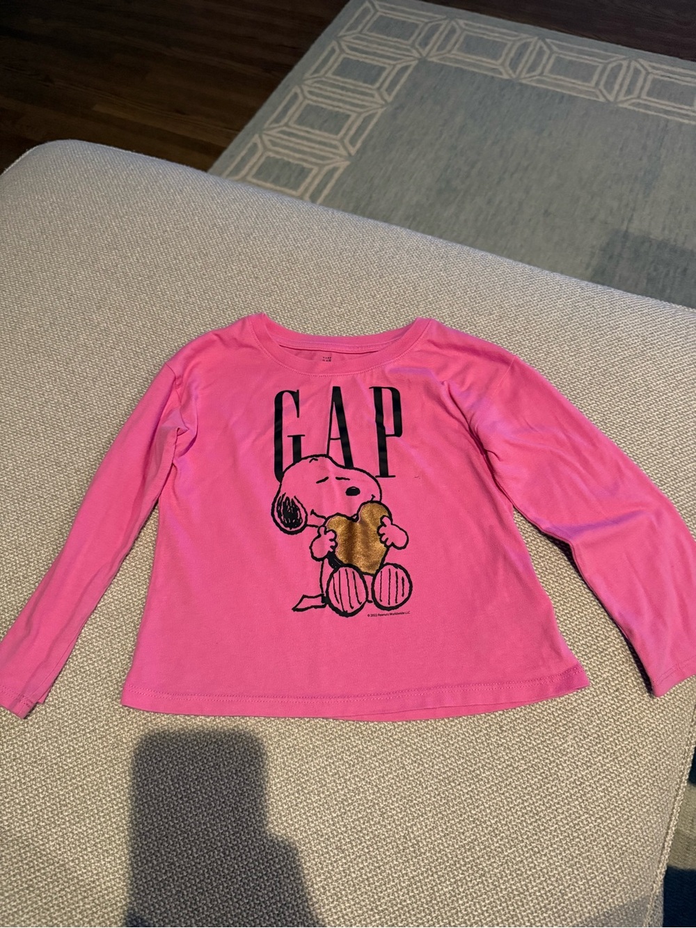 GAP Hot Pink Snoopy Heart Long Sleeve Tee